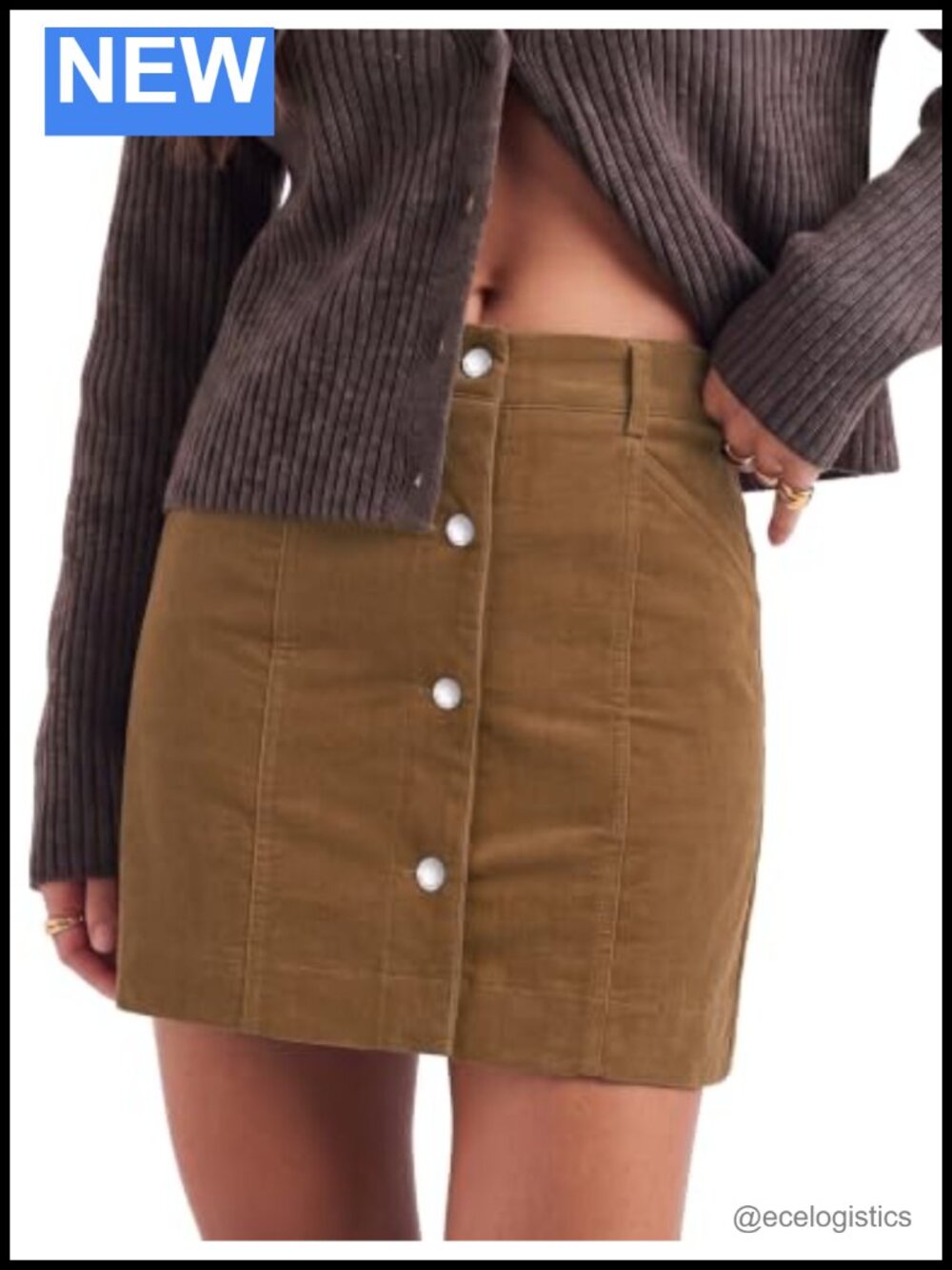 luvamia Women's Corduroy Skirt High Rise Button Fly Fall Mini Skirt